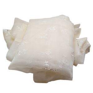 Vintage Croscill Sheer Organza Floral Embroidered Sheer Curtains Set 40inWx84inL